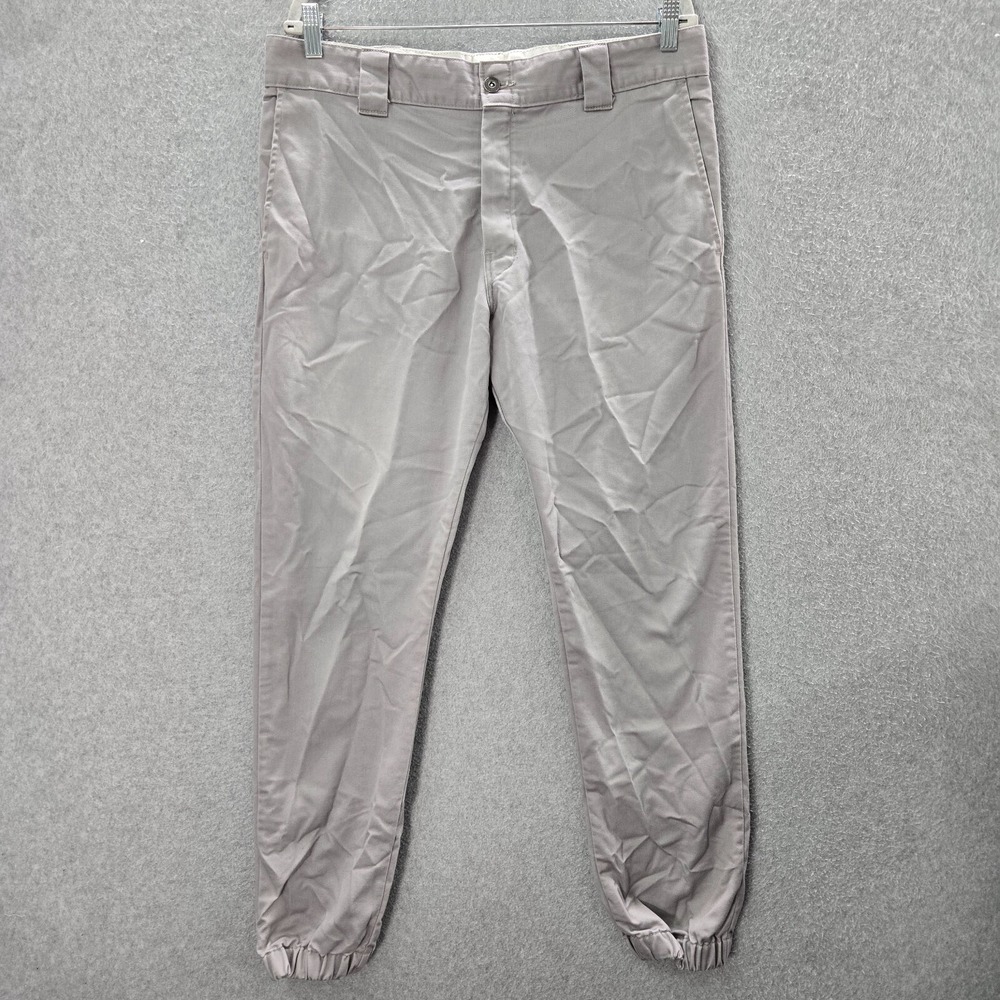 Dickies Men Pants 36x30 Gray Chino Dropped Taper Mid Rise Workwear